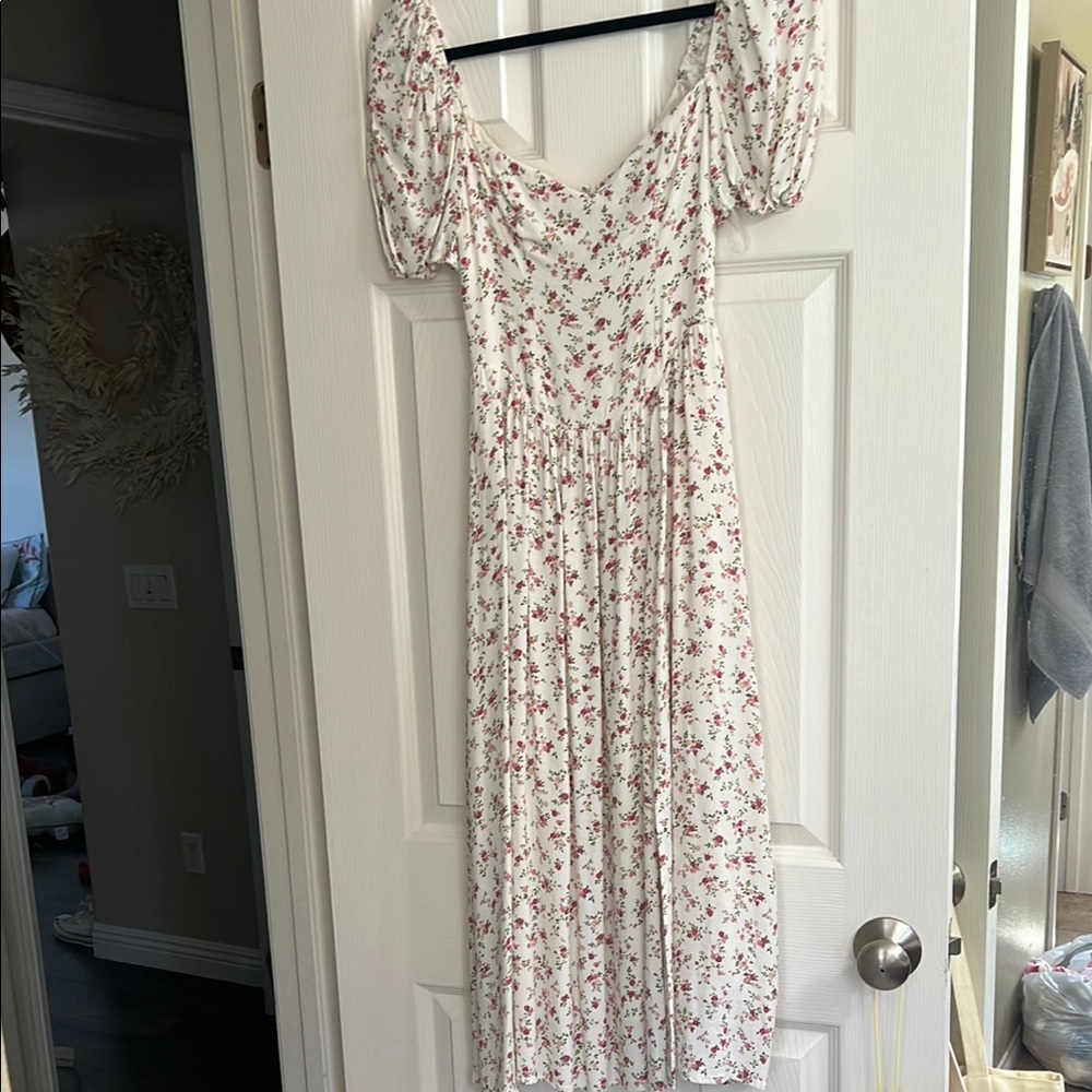 Reformation Floral White Dress